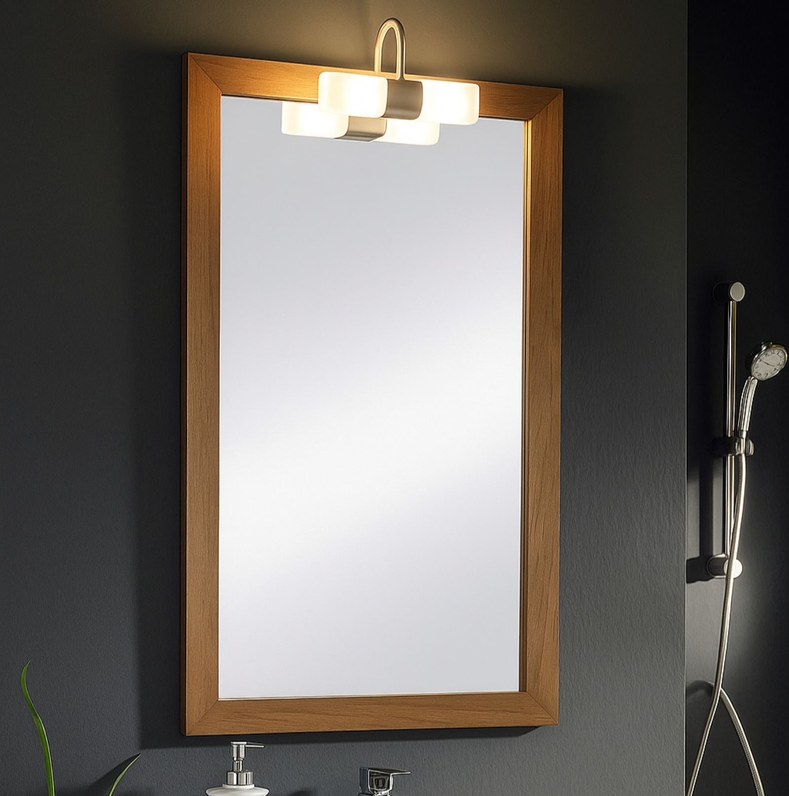 Espejo de baño rectangular con marco Ares