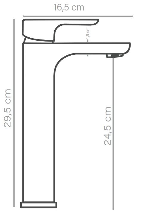 Medidas Grifo de Lavabo Caño Alto Style