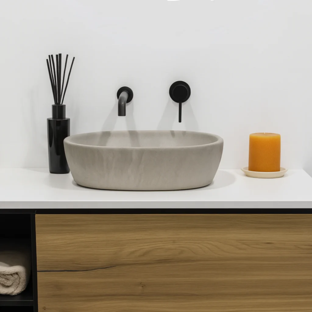 Lavabo sobre encimera ovalado gris Vison