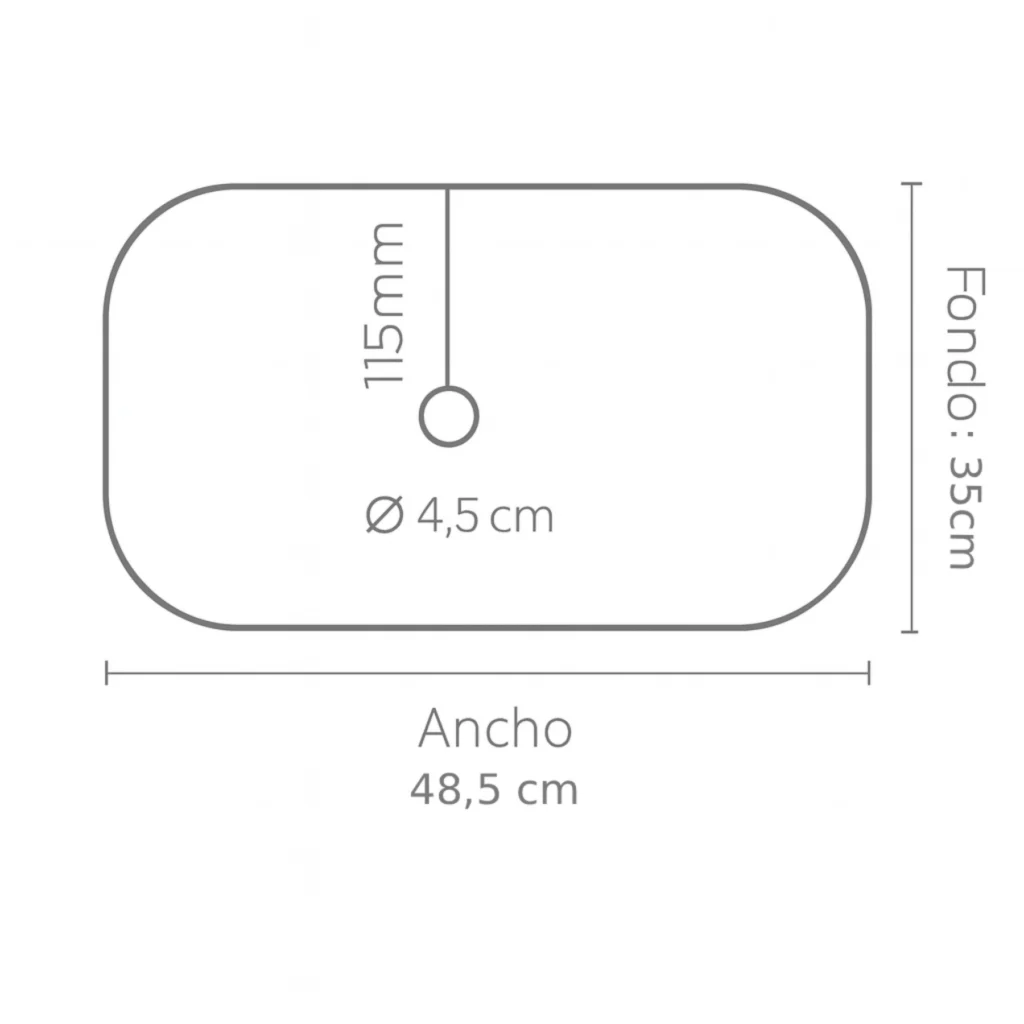 Lavabo sobre encimera ovalado plano