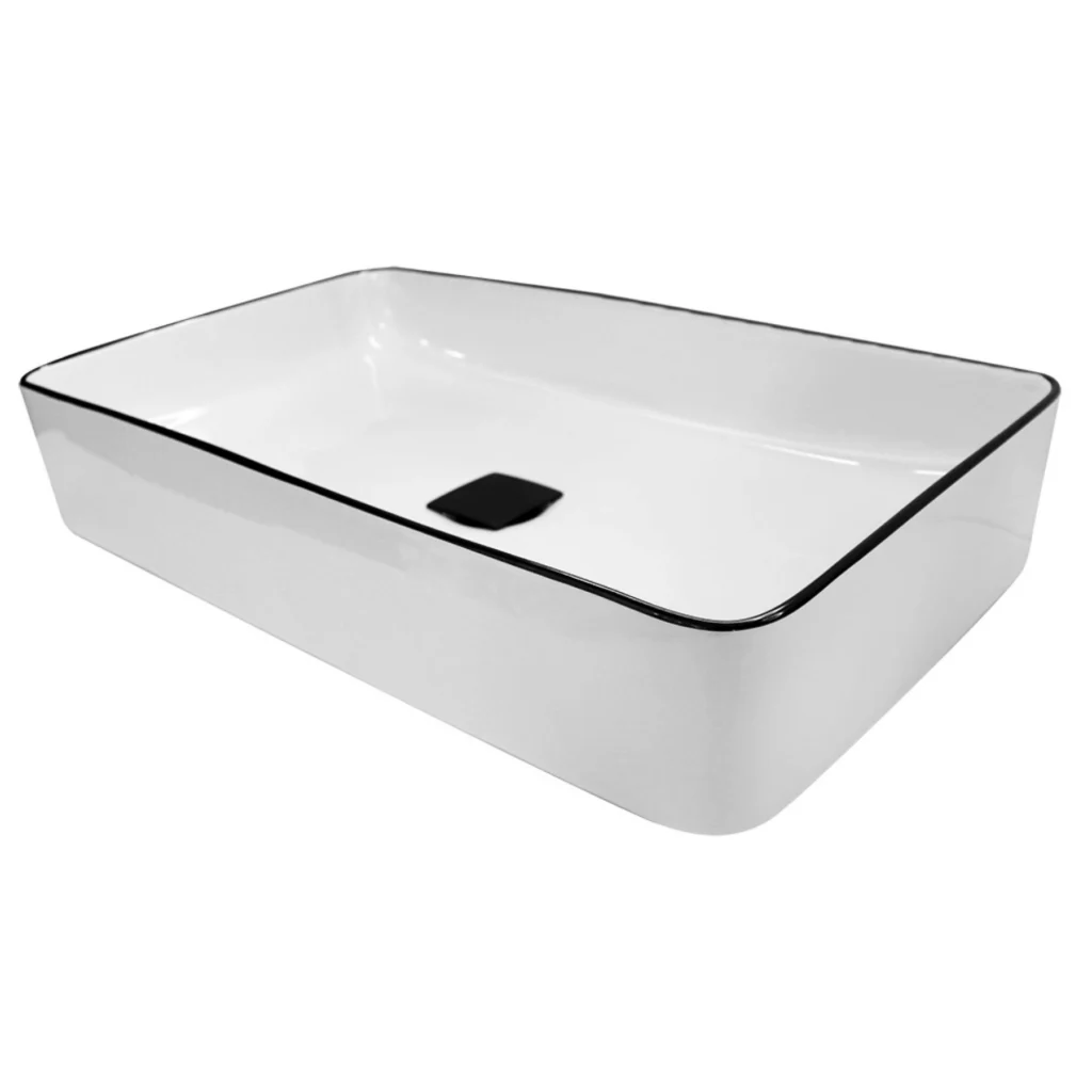 Lavabo sobre encimera rectangular blanco