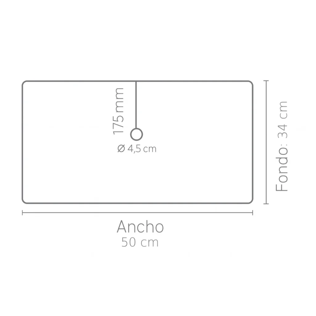 Plano lavabo sobre encimera rectangular curry
