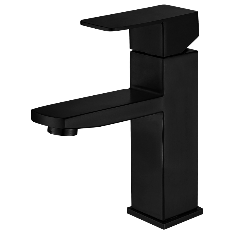 Grifo de lavabo Eliseo monomando en acero inoxidable acabado negro mate