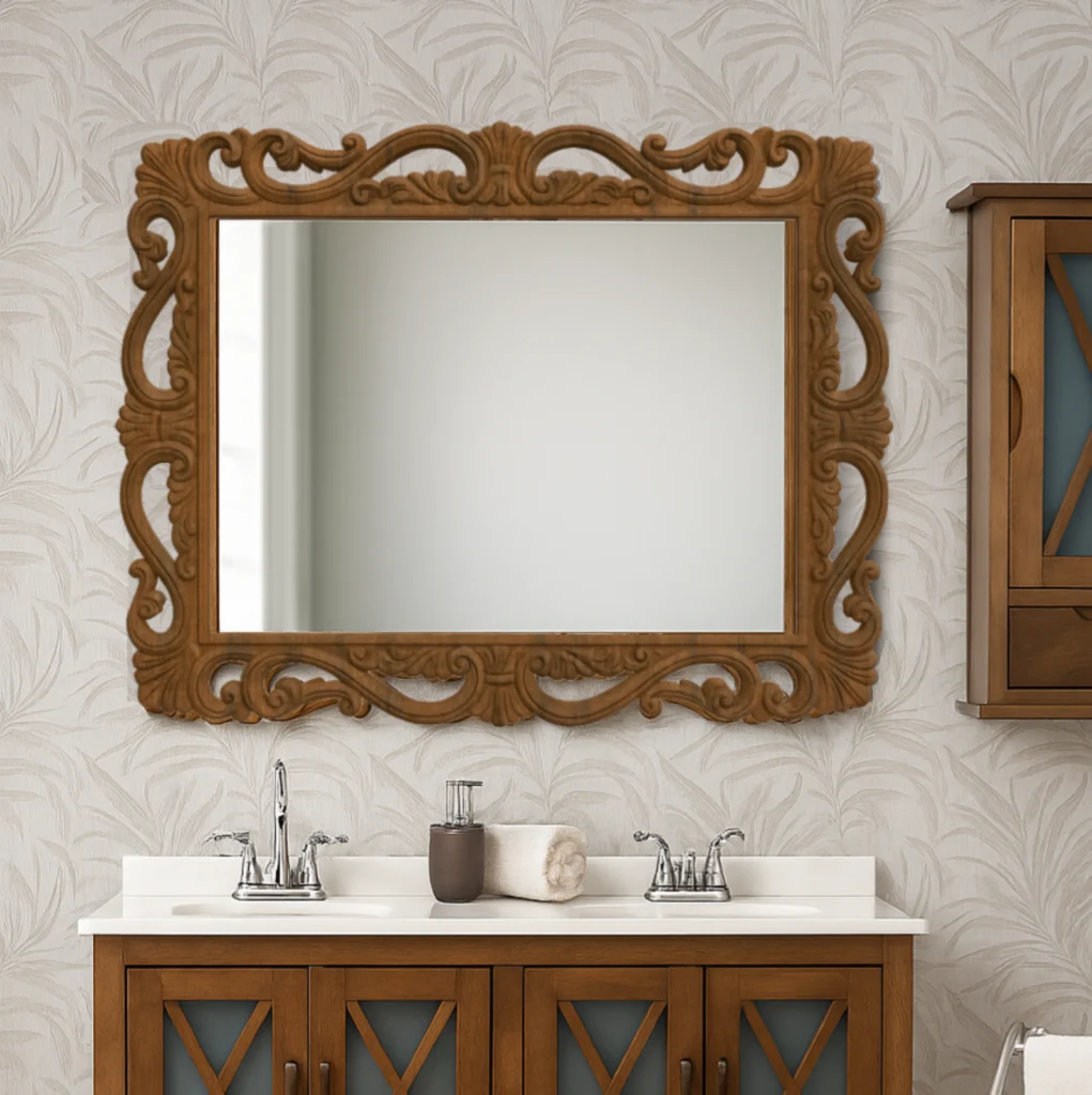 Espejo con marco tallado a mano