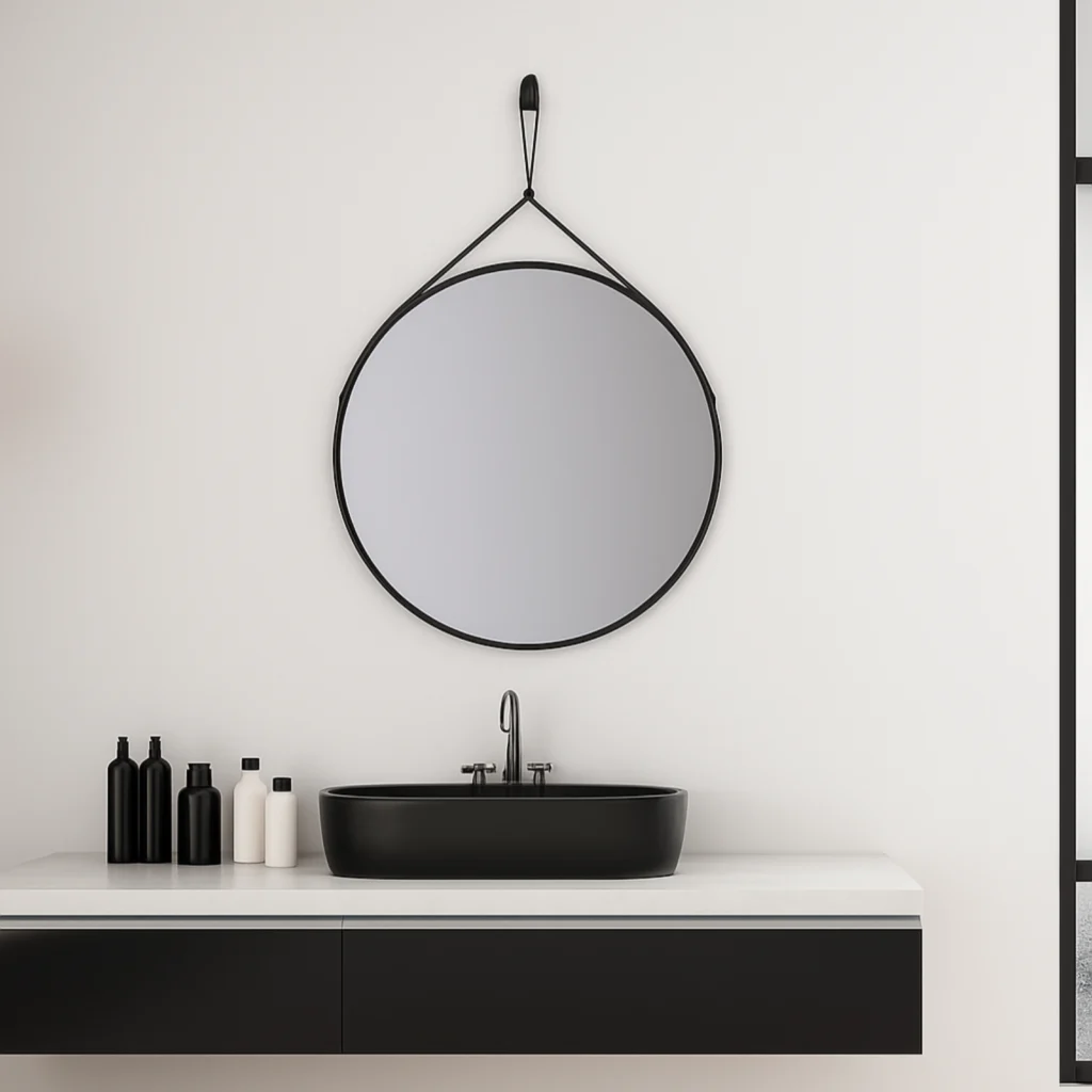 Espejo redondo Leather