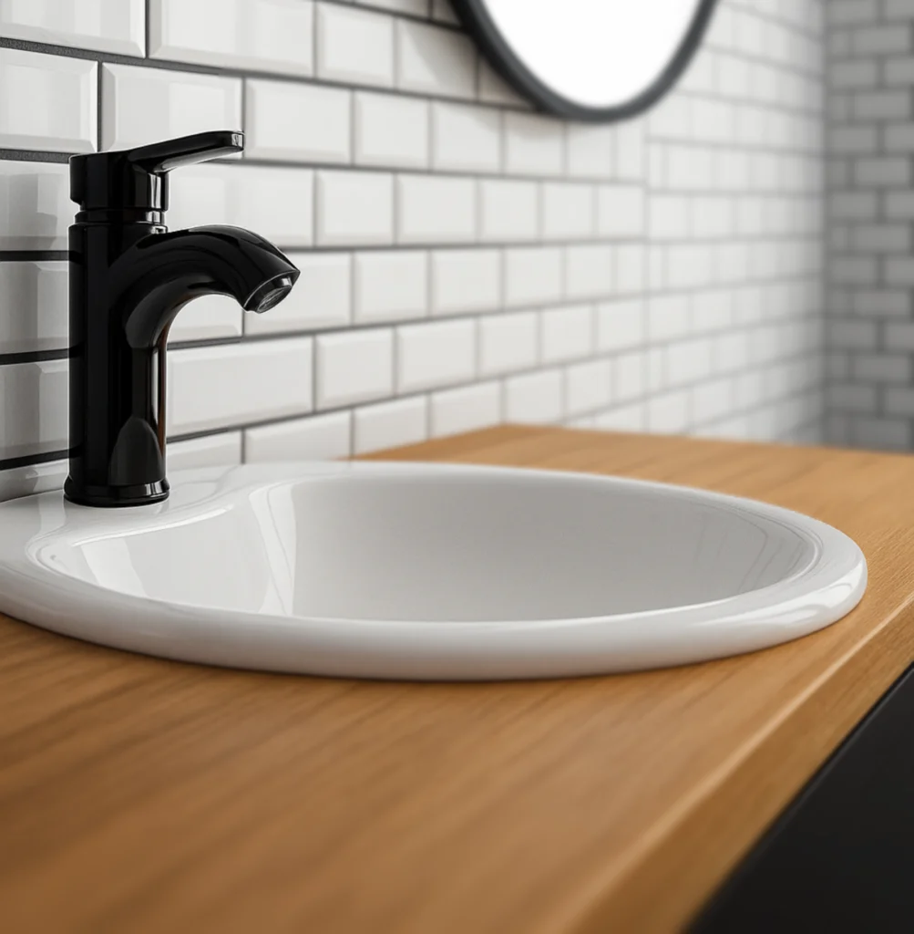 Lavabo encastrado Rodeo circular en cerámica blanca