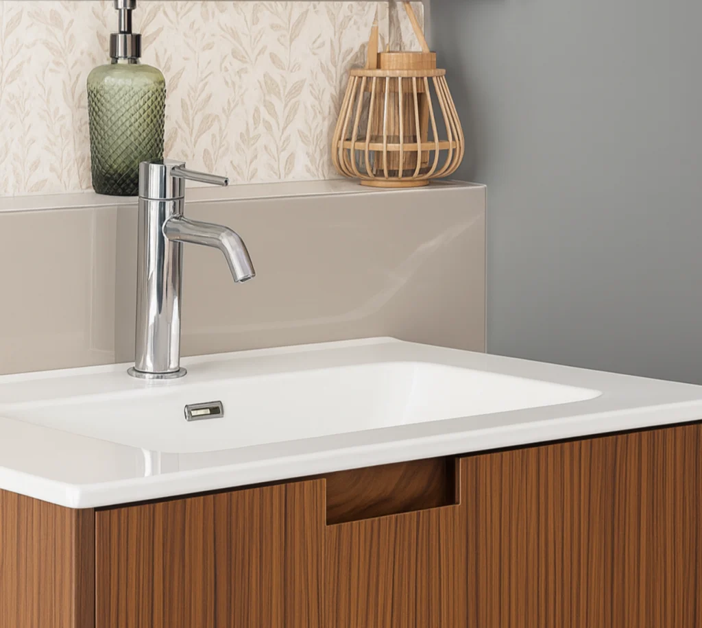 Lavabo encastrado Quad Romo rectangular en cerámica blanca disponible en varios tamaños