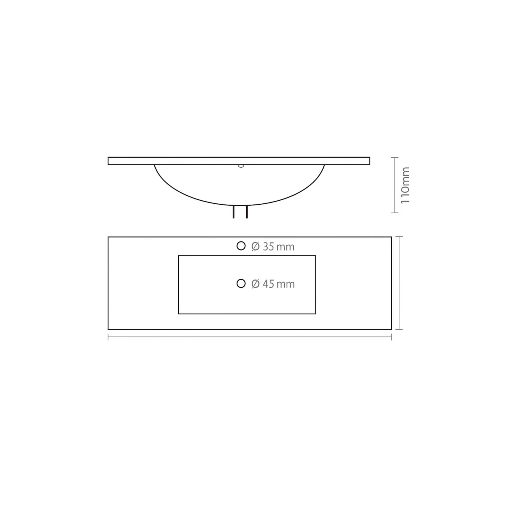 Plano técnico un seno encastrado