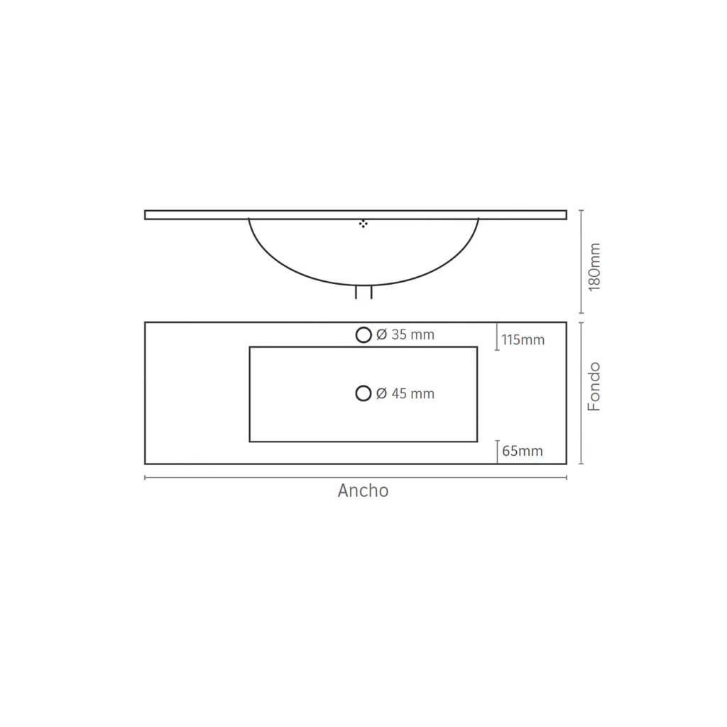 Planos tecnico lavabo media luna