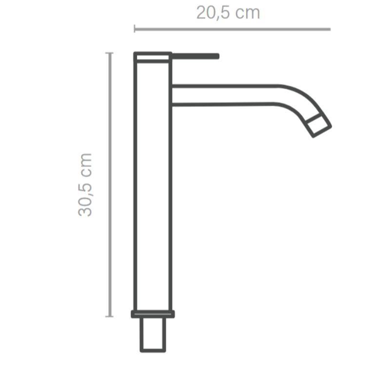 Medidas grifo de lavabo caño alto New Topkapi 20,5 x 30,5 cm