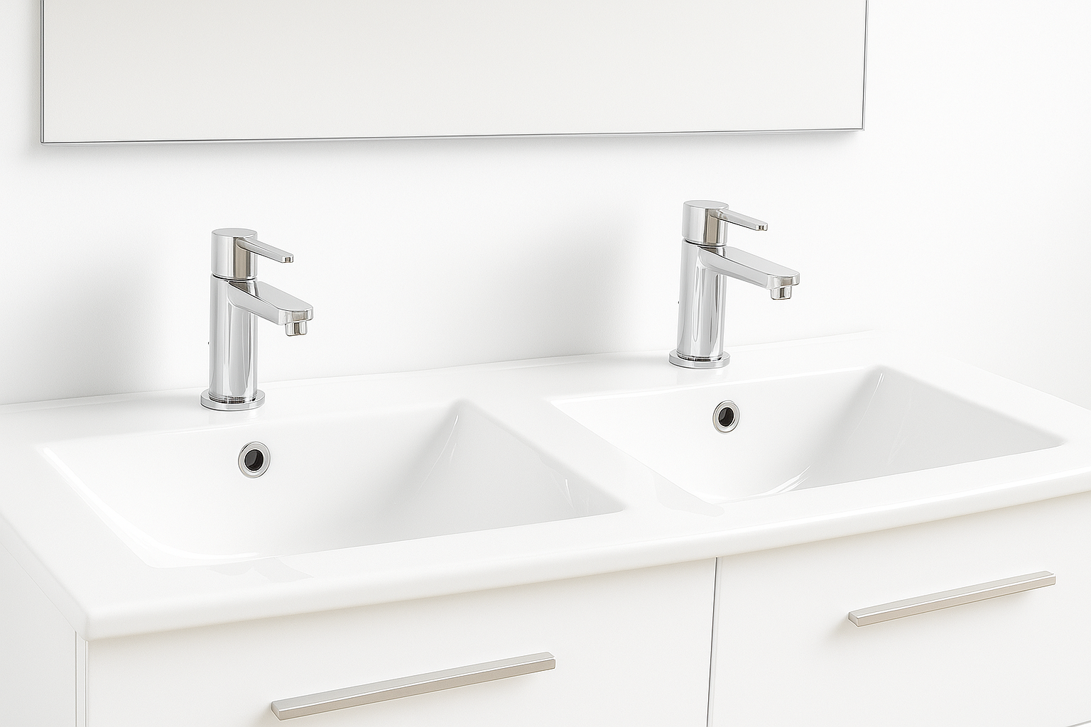 Lavabo encastrado dos senos media luna