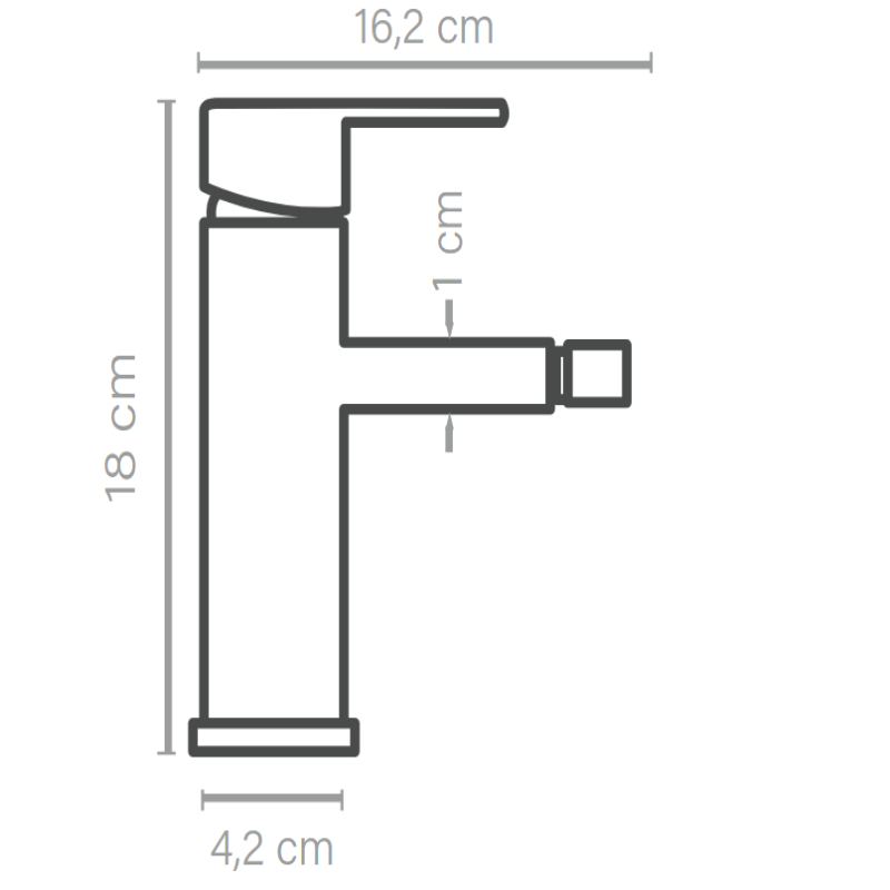 Medidas grifo de bidé Eliseo II monomando en acero inoxidable