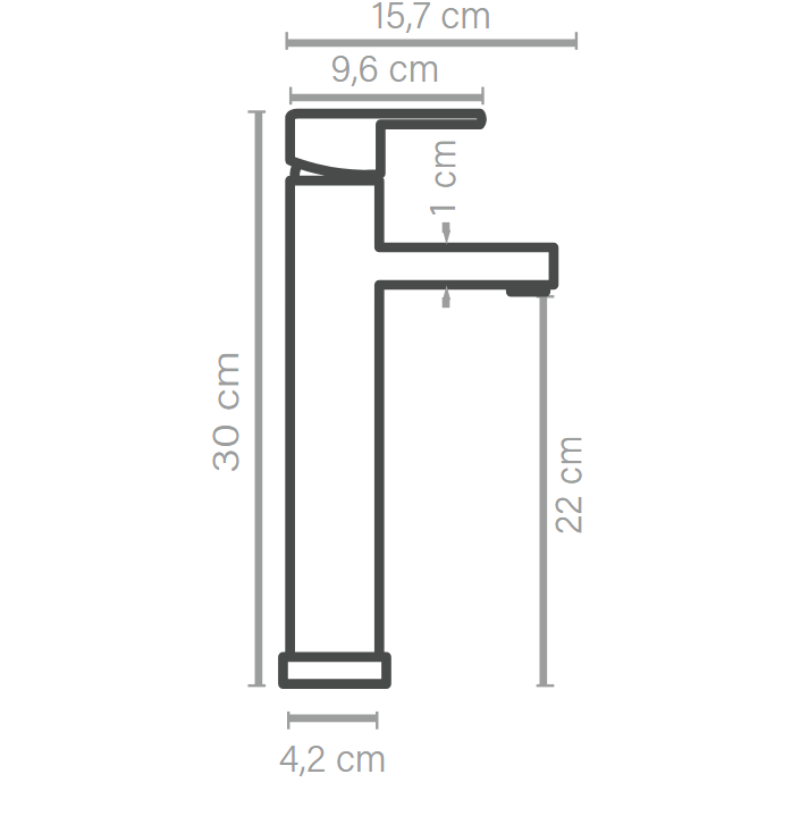 Medidas Grifo de lavabo Eliseo II caño alto monomando