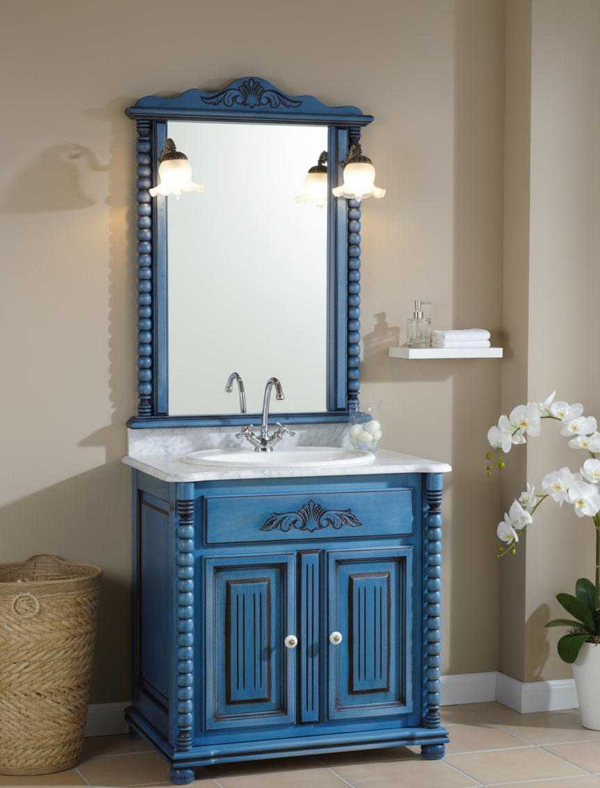 Mueble de baño clásico Olimpo 80 cm con 2 puertas en madera