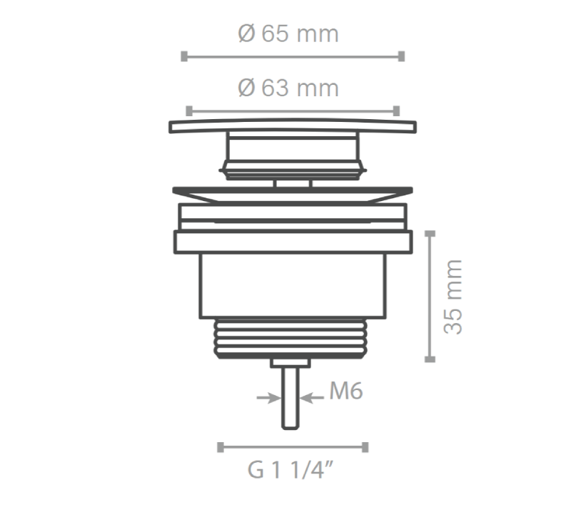 Medidas válvula cuadrada click-clack negro mate 6,5 x 6,5 cm